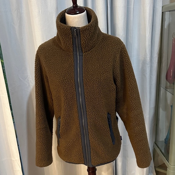 Patagonia Women's Divided Sky Jacket Brown Teddy Pile Full Zip Size MEDIUM - Picture 1 of 13